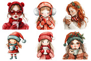 Christmas Coffee Girl Clipart, an Illustration by Daily.Designs (Thumbnail 2 of 5)