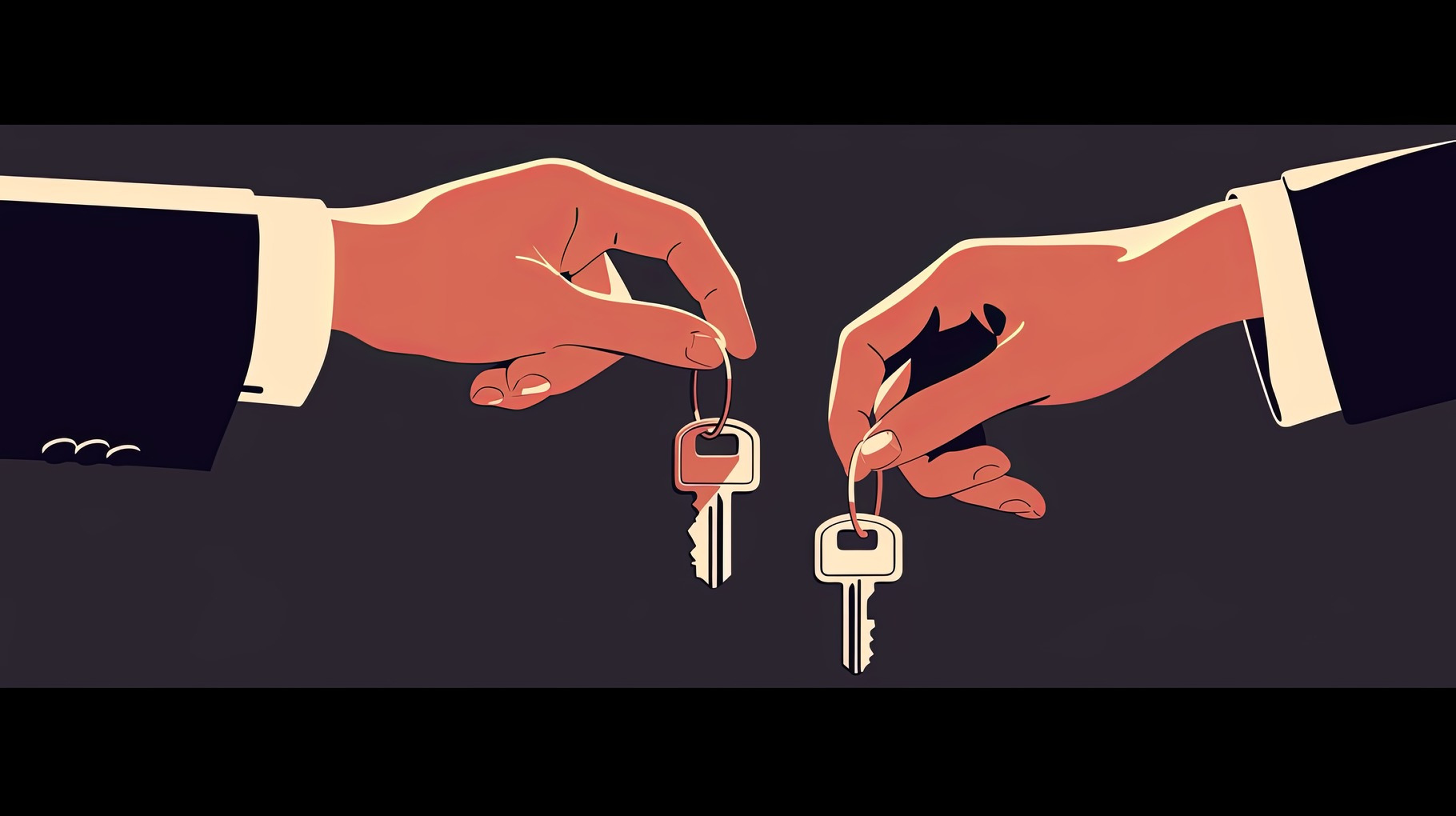 Illustration of hands exchanging keys symbolizing agreement or ...
