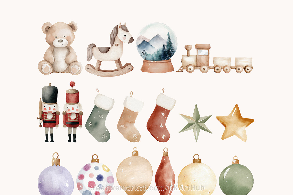 Watercolor Christmas – Santa, Elves, a Seasonal Illustration by OKArtHub (Photo 4 of 12)