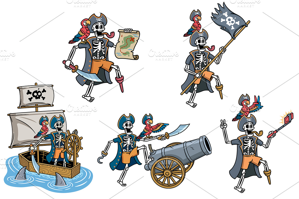 Skull pirate 10 vector illustrations, a Person Illustration by gunaonedesign (Photo 2 of 7)