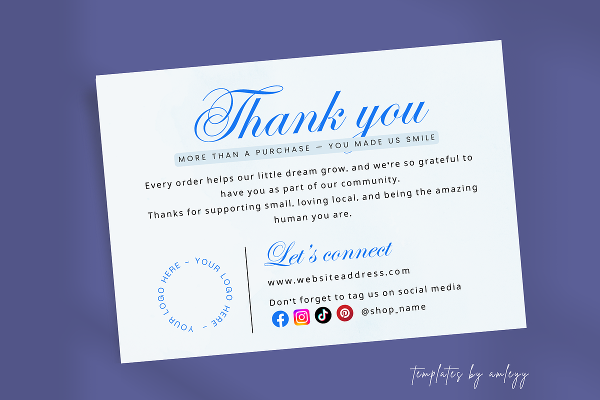 Thank You Card Insert for Packaging, a Card Template by Elegant_Studio44 (Photo 3 of 6)