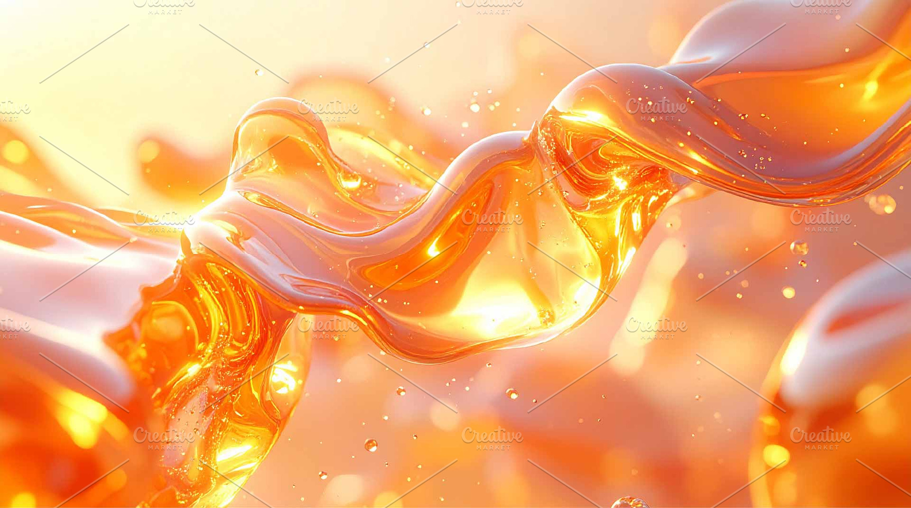 Iridescent liquid shapes floating, an Abstract Photo by Pray Art Design Studio