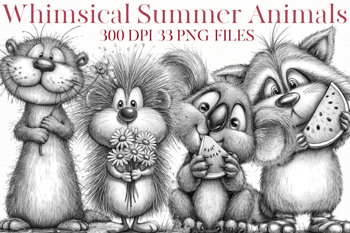 Whimsical summer Animals clipart, an Illustration by Designworld (Photo 1 of 8)