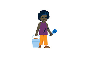 Smiling boy holding bucket and, an Object Illustration by pikepicture