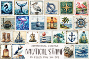 Nautical Vintage Stamp Clipart, an Illustration by OK Design (Thumbnail 1 of 5)