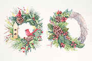 Christmas watercolor wreaths, a Decorative Illustration by soolima (Thumbnail 2 of 9)