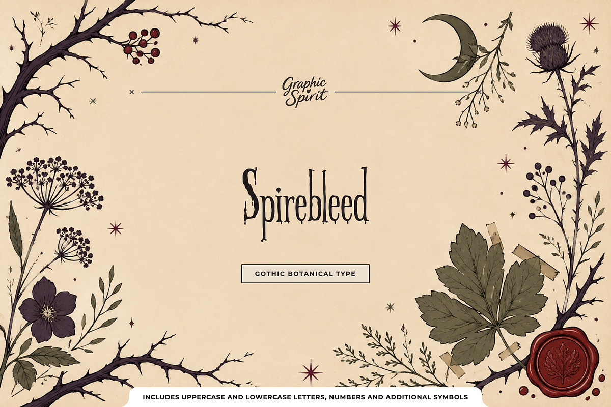 Spirebleed Gothic Botanical Font, a Serif Font by Graphic Spirit (Photo 1 of 8)