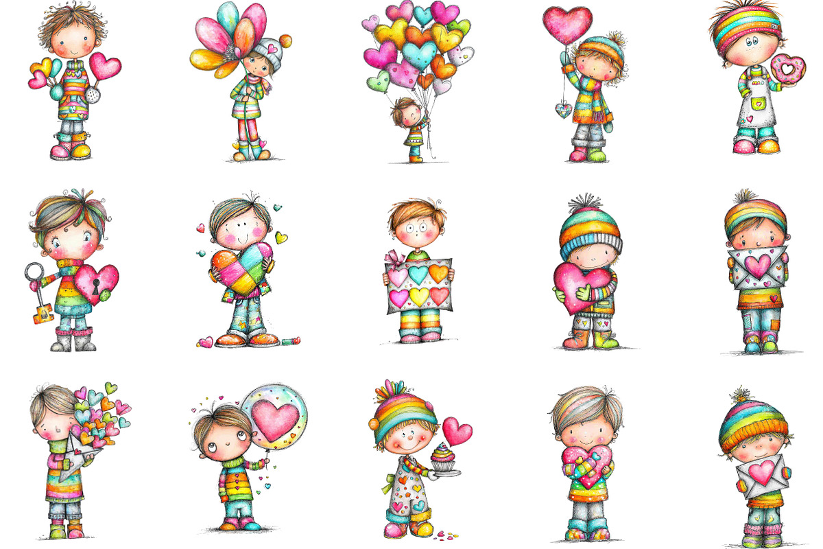Quirky Valentine Boy Clipart, an Illustration by designcity5 (Photo 2 of 5)