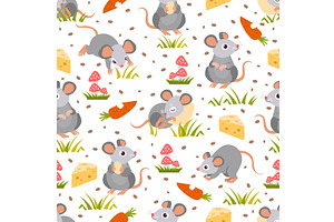 Cute little mouse with piece of, an Animal Illustration by Vectorbuum