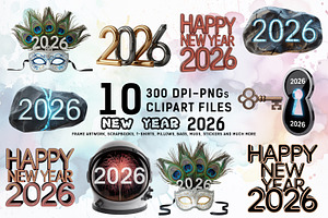 New Year's Eve 2026 Clipart Bundle