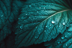 Dew drops on fresh green leaves, a Photo by Beautiful things