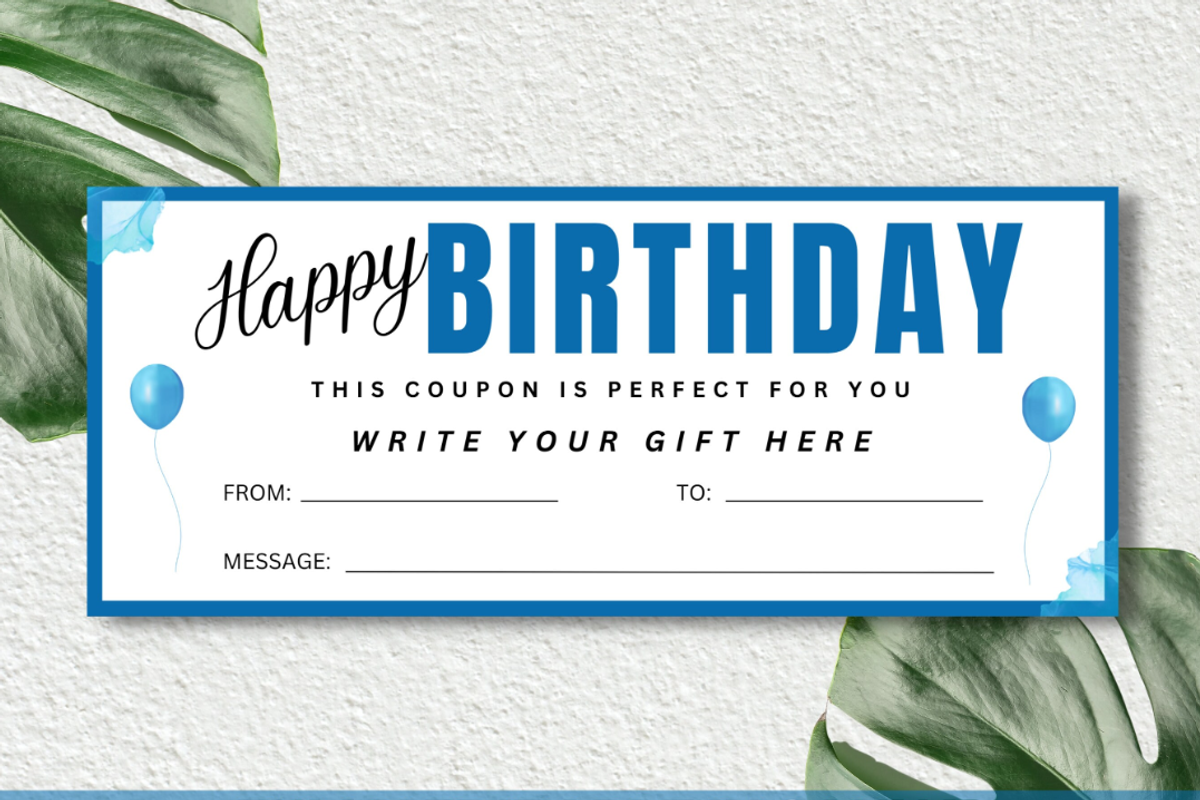Happy Birthday Gift Certificate, a Card Template by YasdeyDesigns (Photo 1 of 9)