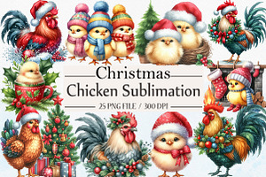 Christmas Chicken PNG Sublimation, an Illustration by Libby Wishes
