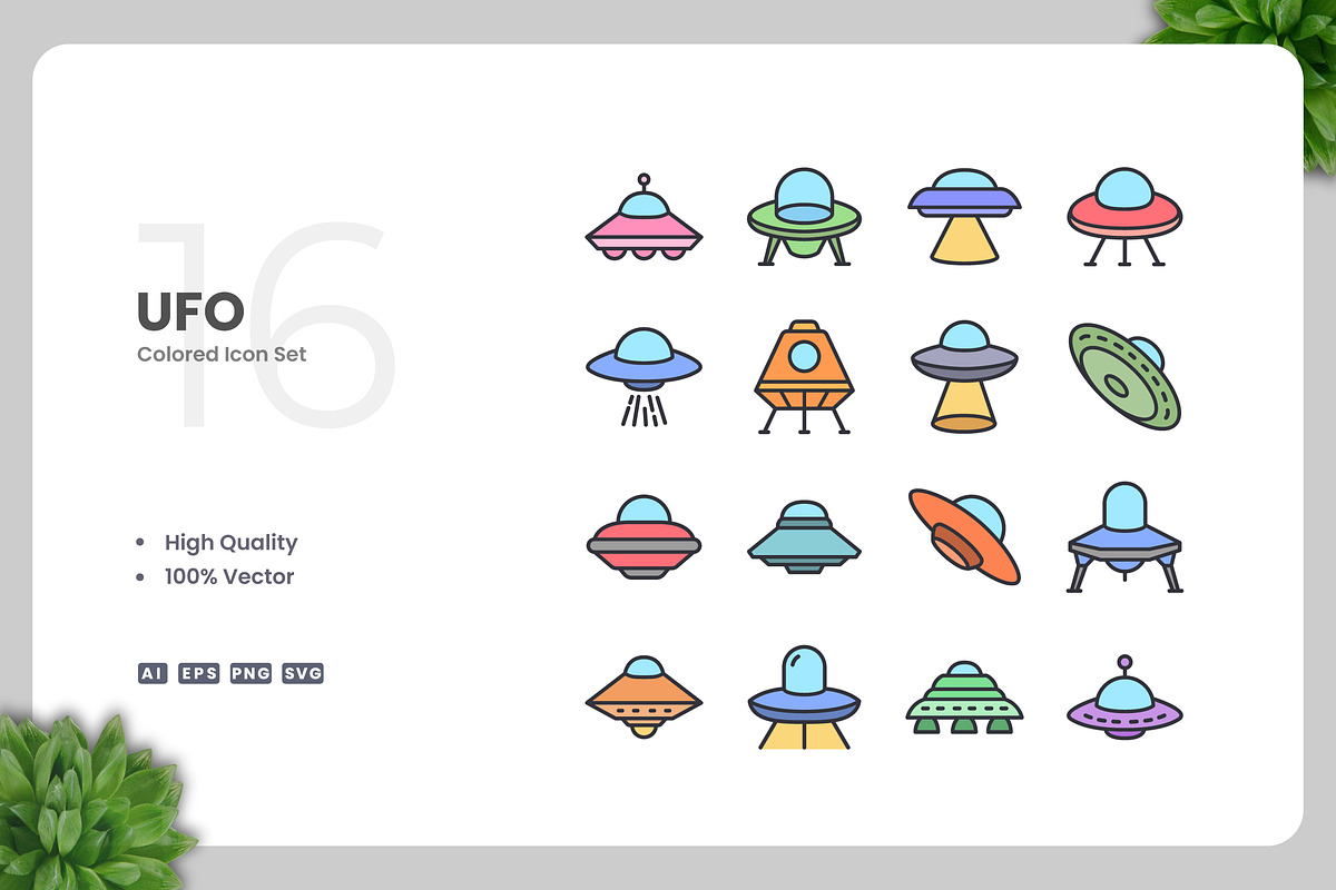 Ufo Colored Icons, an Icon by Upnowgraphic