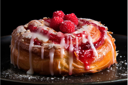 Buttery Raspberry danish bun, a Food & Drink Photo by Ylivdesign
