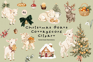 Christmas Goats Cottagecore Clipart