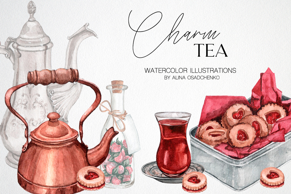 Tea Charm Watercolor collection, a Food Illustration by CrystalinaShop (Photo 1 of 5)