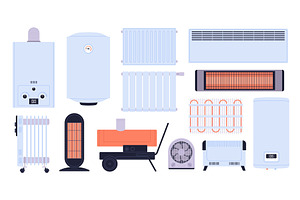 Heating system elements. Heat fan, a Technology Illustration by LadadikArt