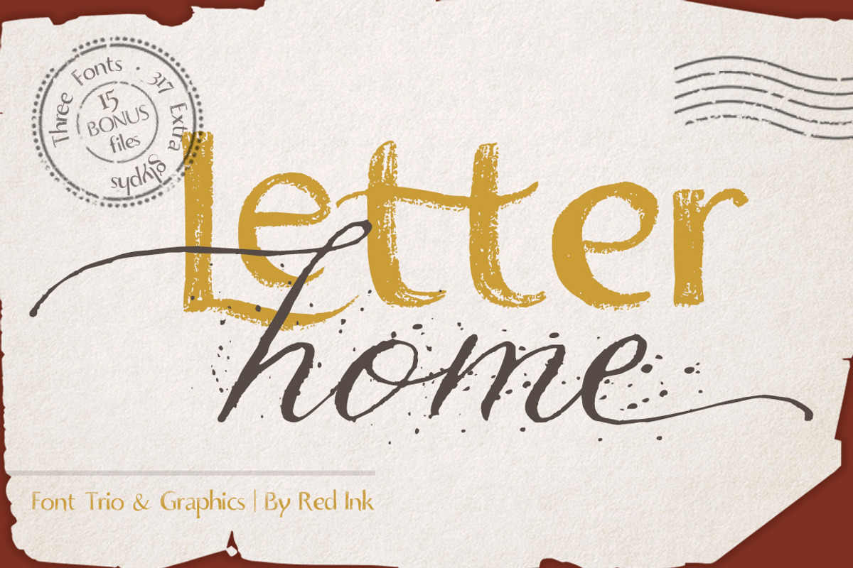 Letter Home. Font Trio + Graphics., a Script Font by Red Ink