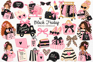 Black Friday Clipart Girly PNG Sale