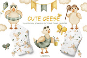 Cute geese - bird collection, an Animal Illustration by Linerisyart (Thumbnail 1 of 15)