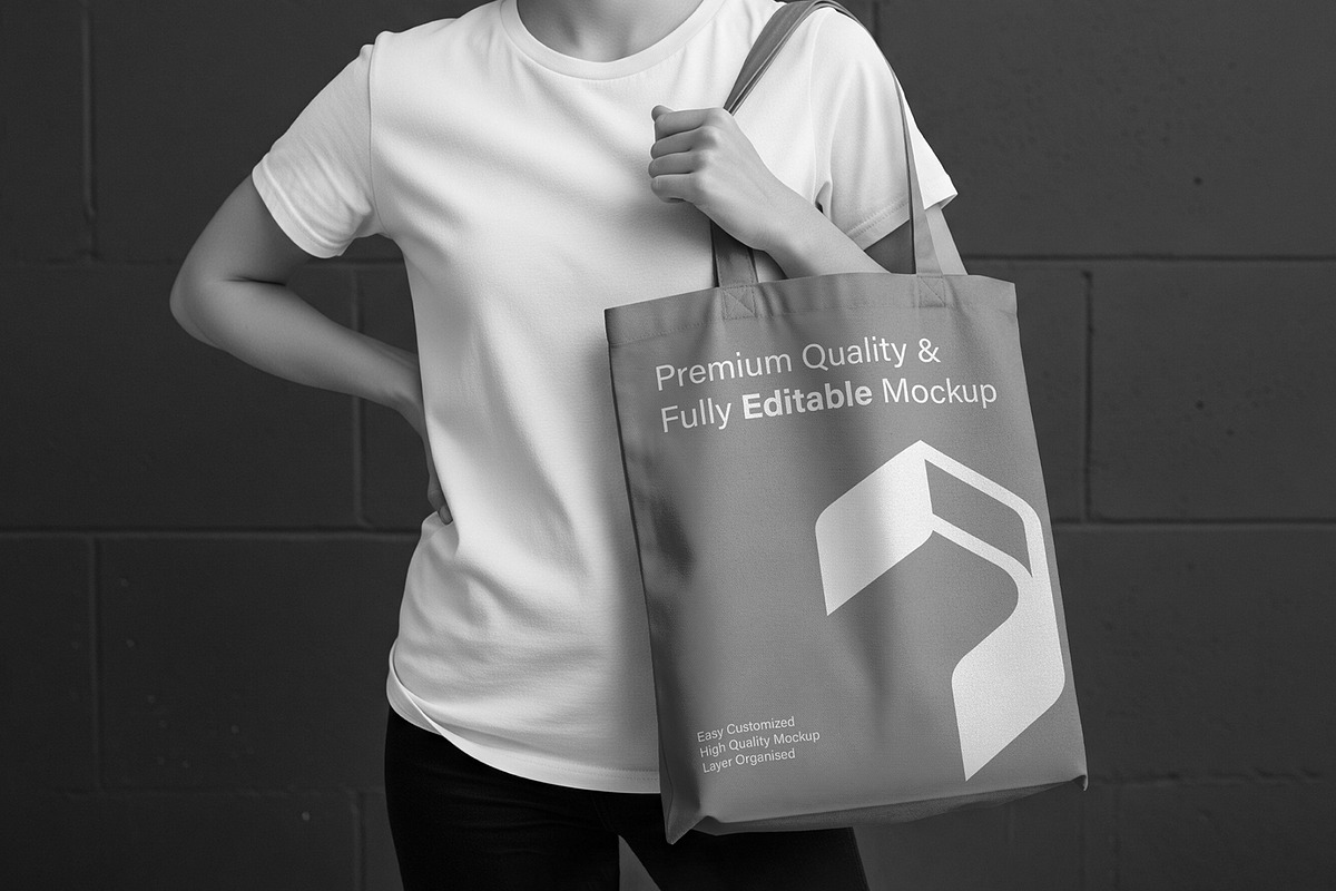 Reusable Canvas Tote Bag Mockup, a Product Mockup by graphypix (Photo 2 of 4)