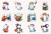 Cute Ghost Halloween Clipart, an Illustration by CreationArt (Thumbnail 4 of 5)