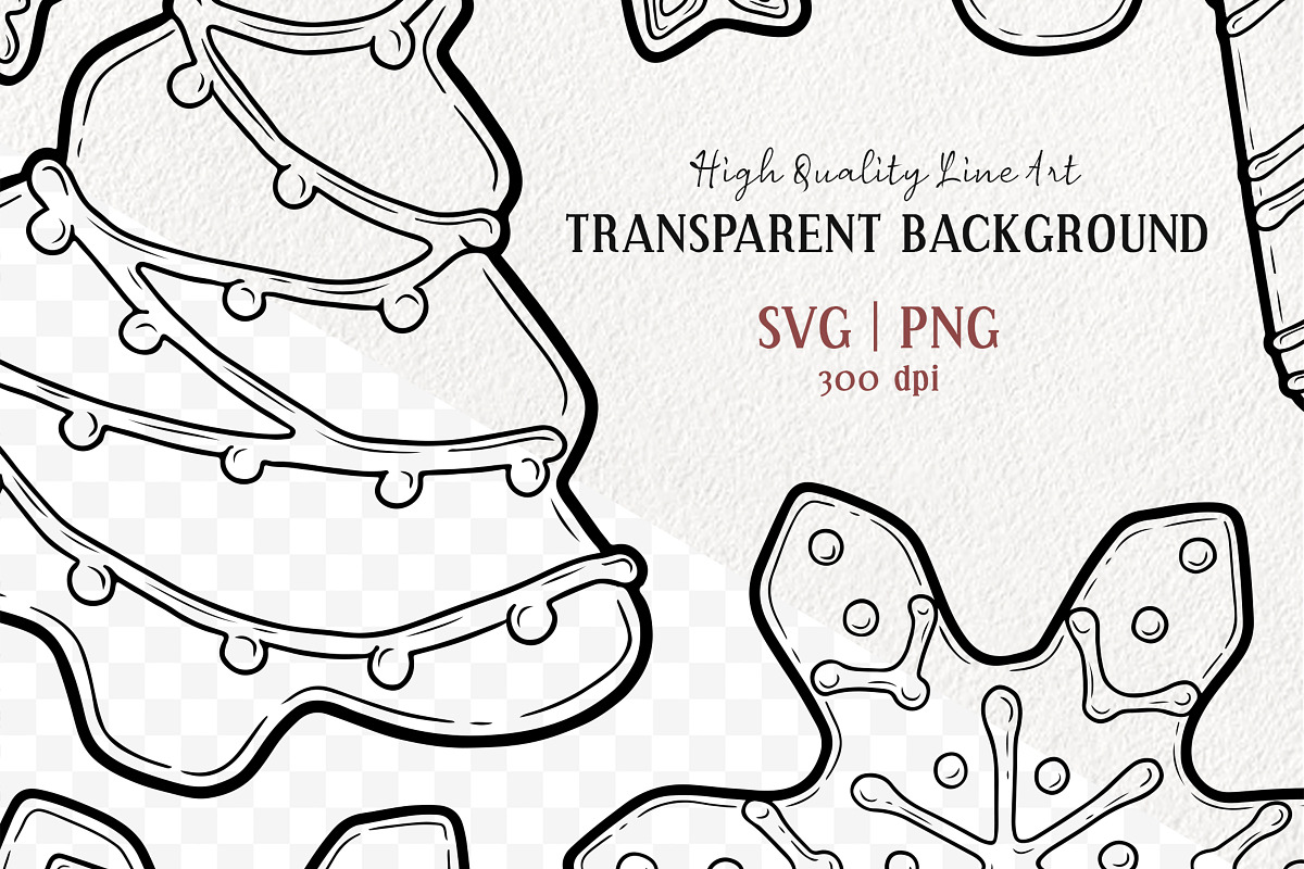 Gingerbread Vector Line Art, an Illustration by MadliArt