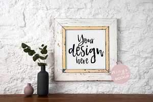 Rustic Square Picture Frame Mockup