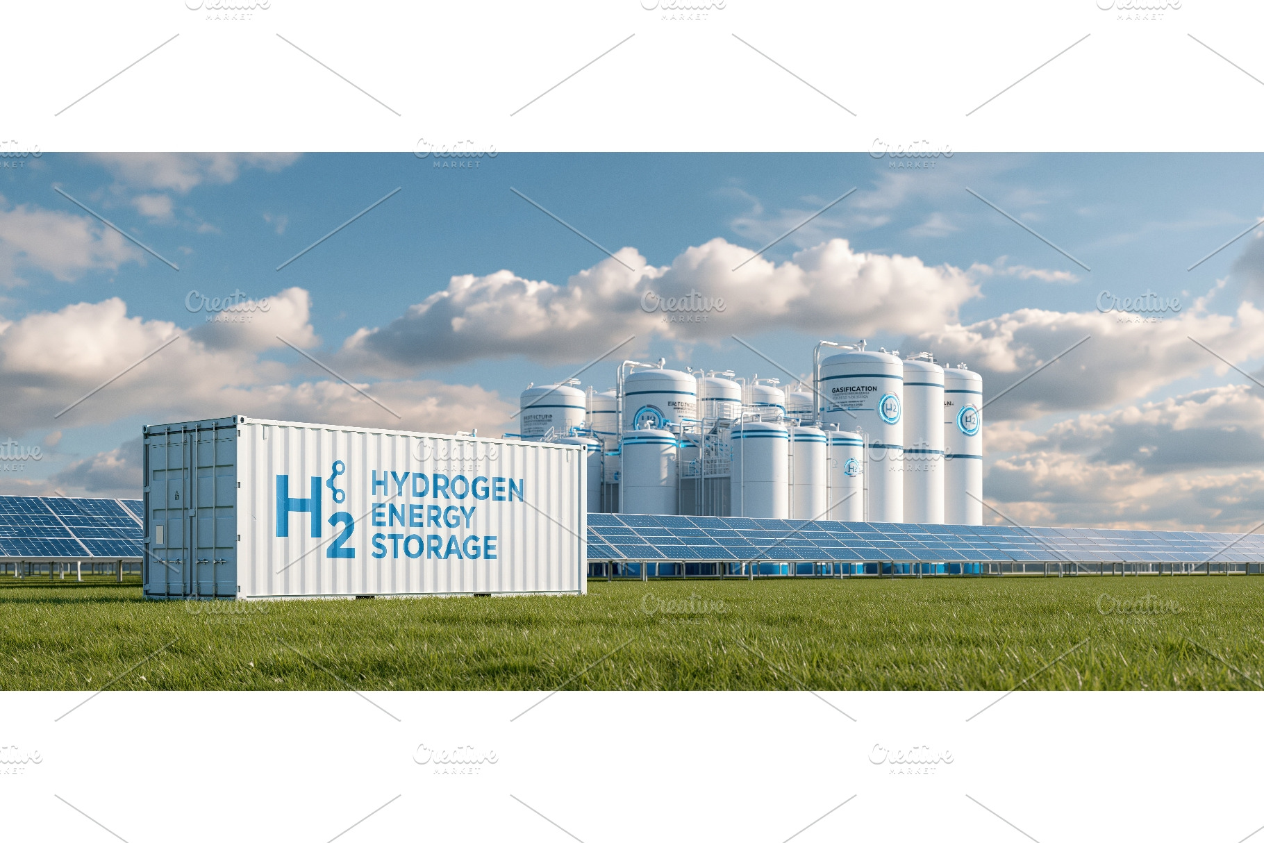 Hydrogen H2 Storage Tank with Wind, an Industrial Photo by piter.goskov