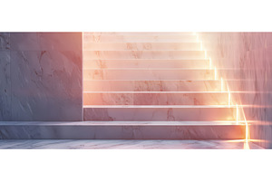 Elegant marble staircase with soft, an Abstract Photo by piter.goskov