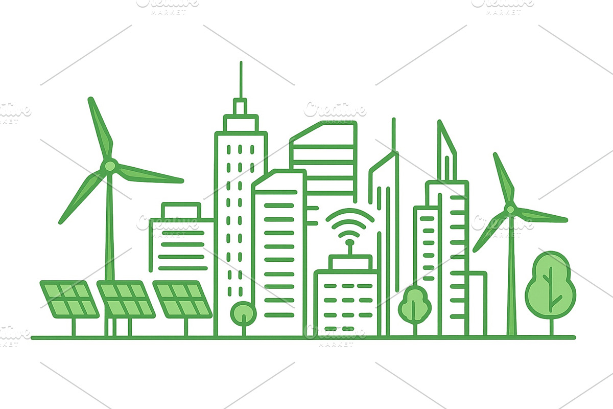 Modern green cityscape with wind, an Object Illustration by ZinetroN