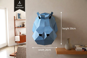 Hippo trophy - 3d papercraft