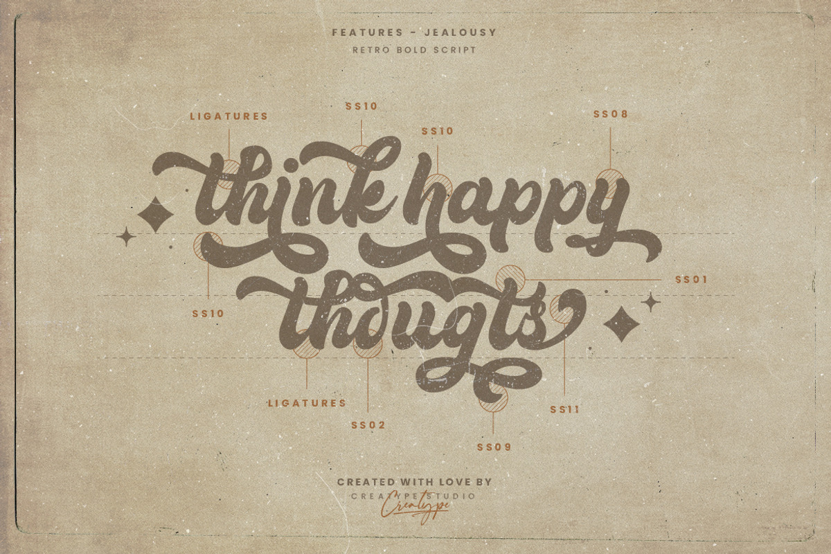 Jealousy Retro Bold Script, a Script Font by Creatype Studio (Photo 5 of 9)