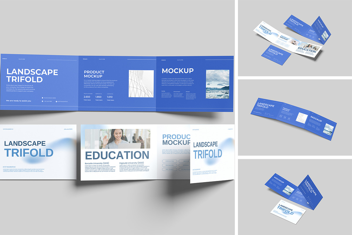 Landscape Trifold Mockup, an Advertising Mockup by Afif_studio (Photo 1 of 5)