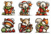 Christmas Animal Whimsical Clipart, an Illustration by SinaCreation (Thumbnail 3 of 7)