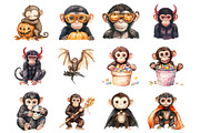 Halloween Monkey Clipart, an Illustration by Design Market (Thumbnail 2 of 3)