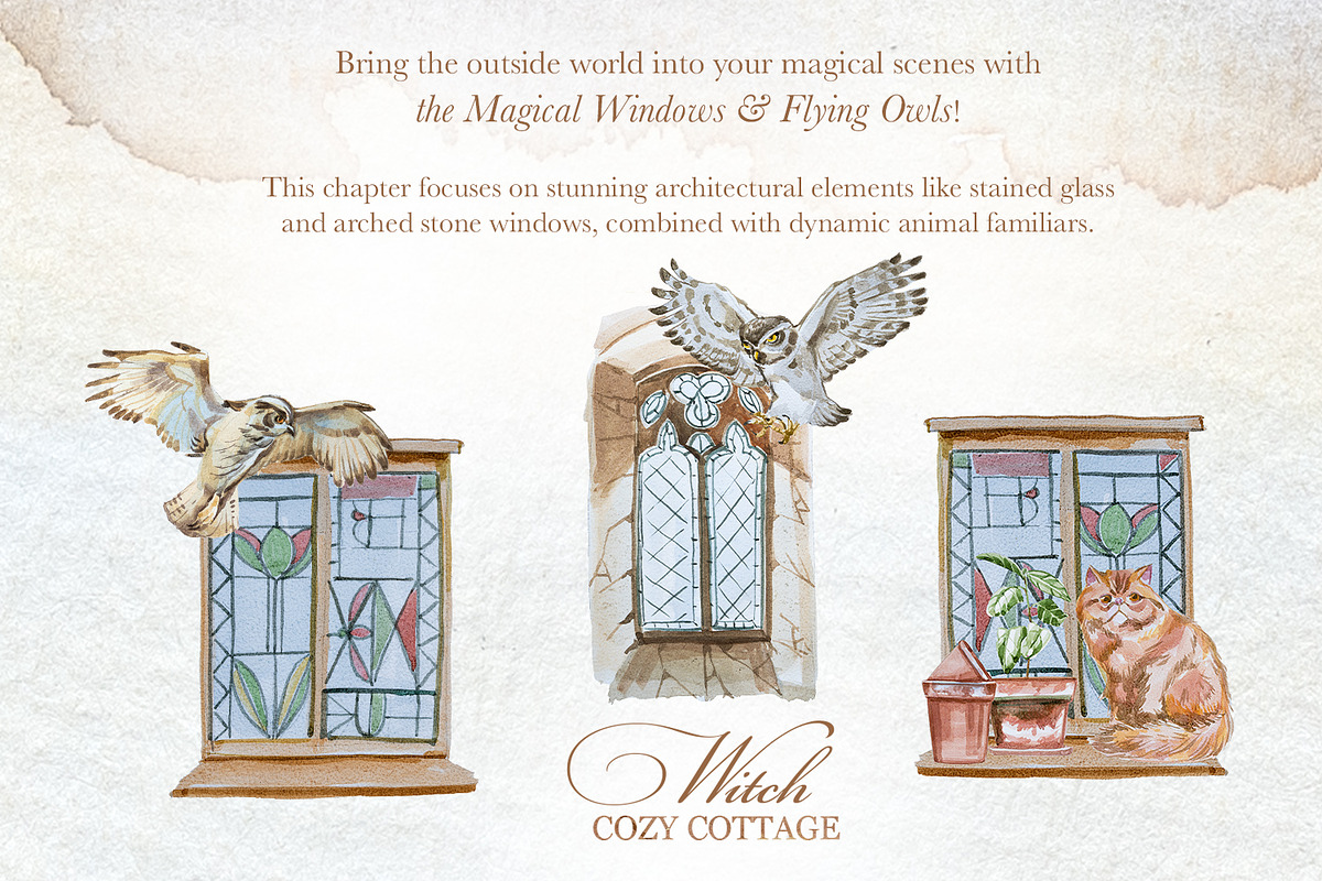 Authentic Cozy Witch Cottage Clipart, a Seasonal Illustration by ArtCreationsDesign (Photo 14 of 23)