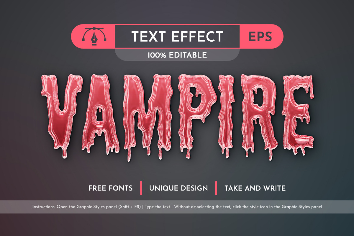 5 Vampire Editable Text Effects, a Layer Style Add-On by rwgusev (Photo 3 of 7)