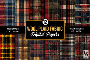 Wool Plaid Fabric Digital Papers