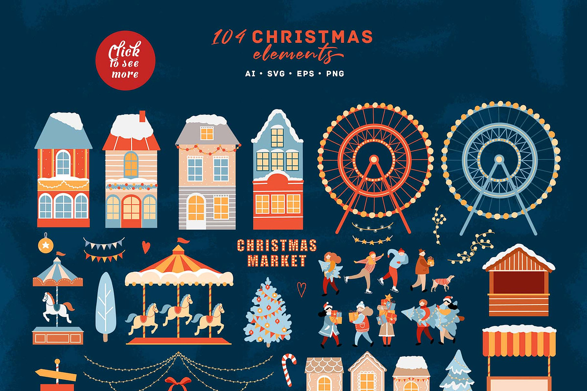 Christmas Market Scene Creator, a Seasonal Illustration by VerAna (Photo 3 of 20)