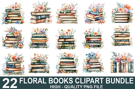 Watercolor Floral Book Clipart, an Illustration by crative8112
