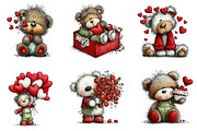 Whimsical Valentines Bear Clipart, an Illustration by Dream Creation (Thumbnail 4 of 6)