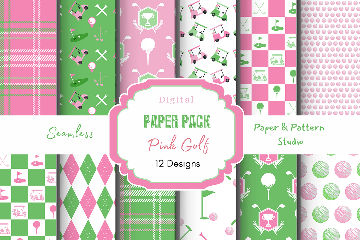Pink Golf Seamless Pattern, a Pattern Graphic by Paper & Pattern Studio (Photo 1 of 9)