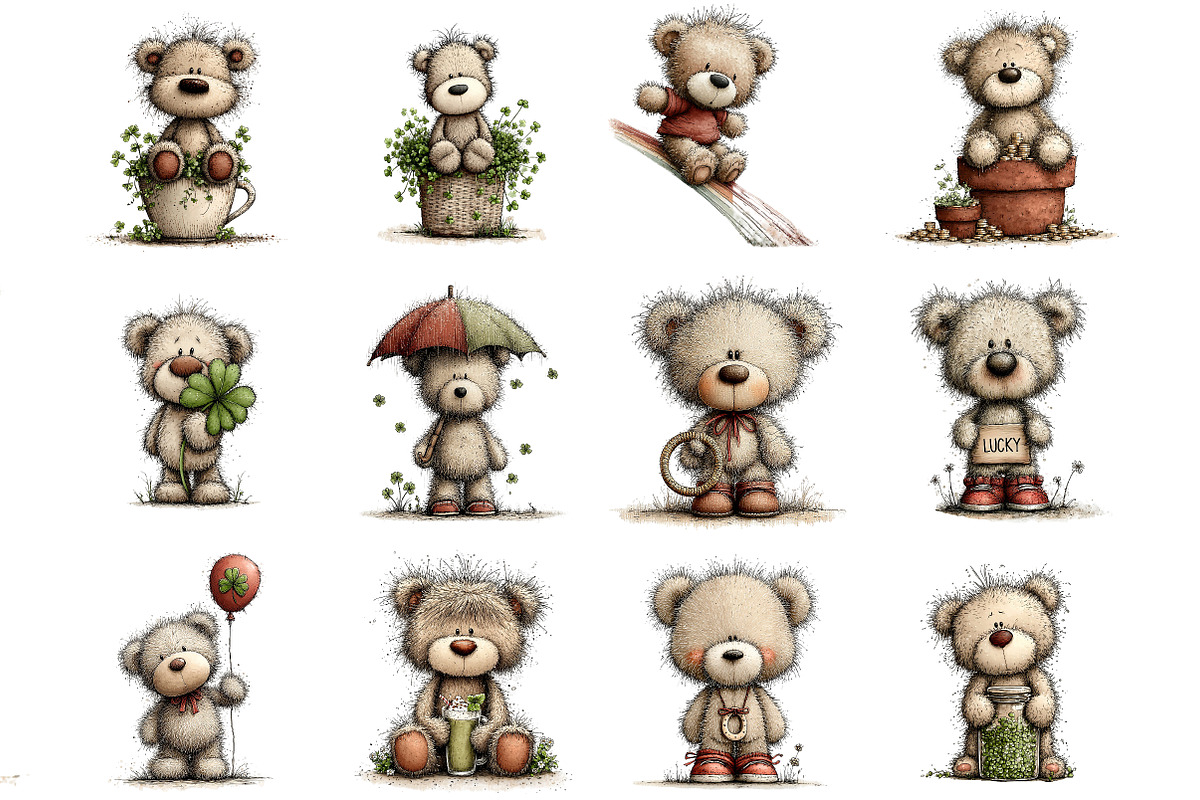 St. Patrick's Teddy Bear Clipart, an Illustration by DreamArtGraphic (Photo 2 of 4)