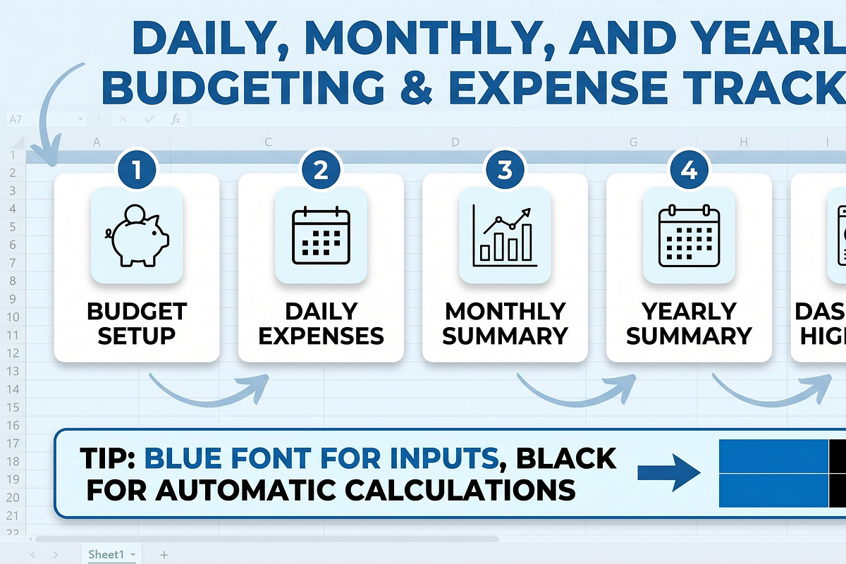 Daily Monthly Budget Tracker Excel, a Presentation Template by Snapybiz (Photo 2 of 4)