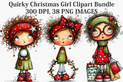 Quirky Christmas Girl Clipart Bundle, an Illustration by Canvas Craft (Thumbnail 1 of 7)