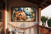 Halloween Pumpkin House with Witch, a Background Graphic by Floraphoria (Thumbnail 9 of 10)