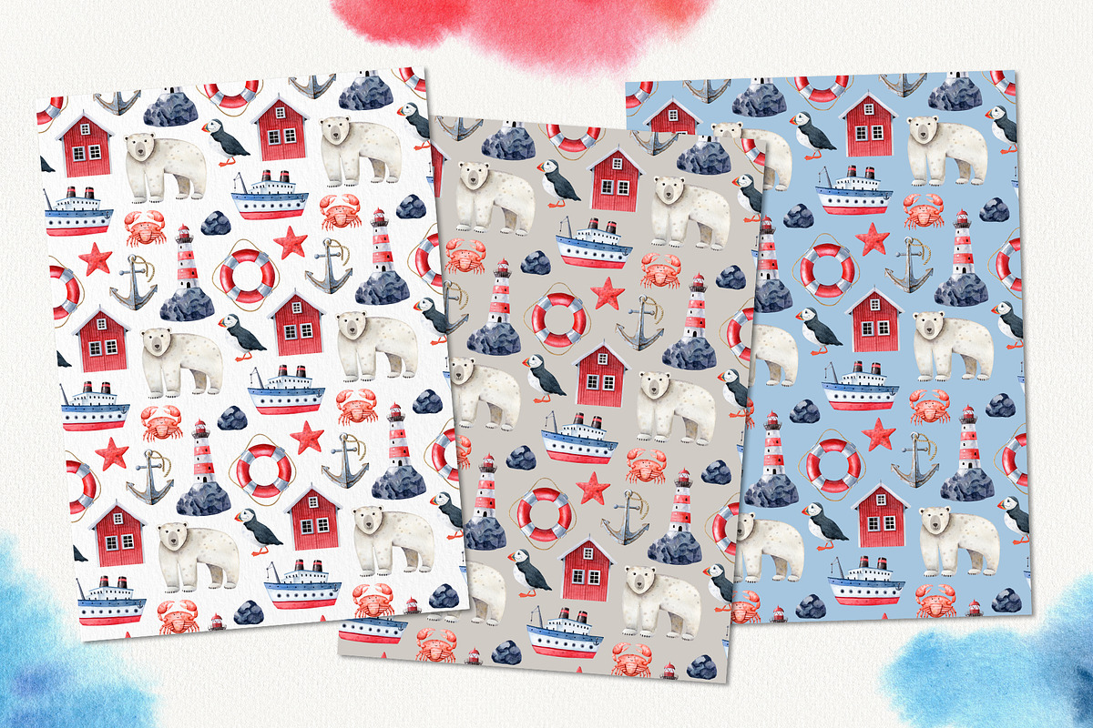 Northern Sea Watercolor Set, an Animal Illustration by Natalia Fedorova (Photo 11 of 16)
