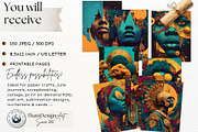 Afro Surreal Printable Digital Paper, a Decorative Illustration by ThatsDesignArt (Thumbnail 2 of 16)